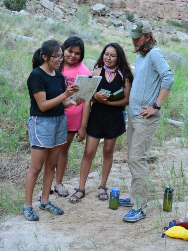 Grand Canyon Youth participants working with a scientist